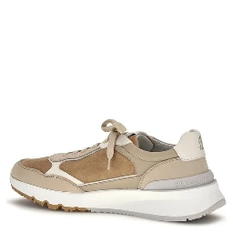 Beige Calf Leather Bos Taurus Low Top Sneakers
