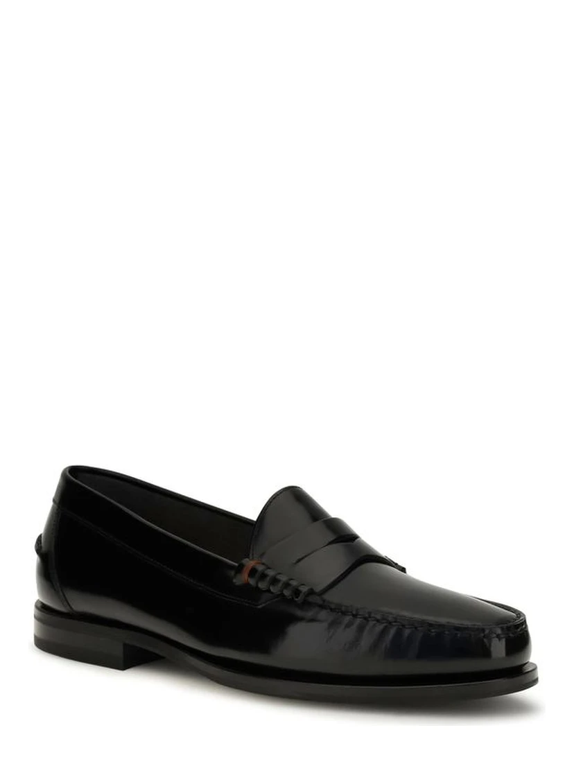 Black Calf Leather Bos Taurus Slip-On Loafers