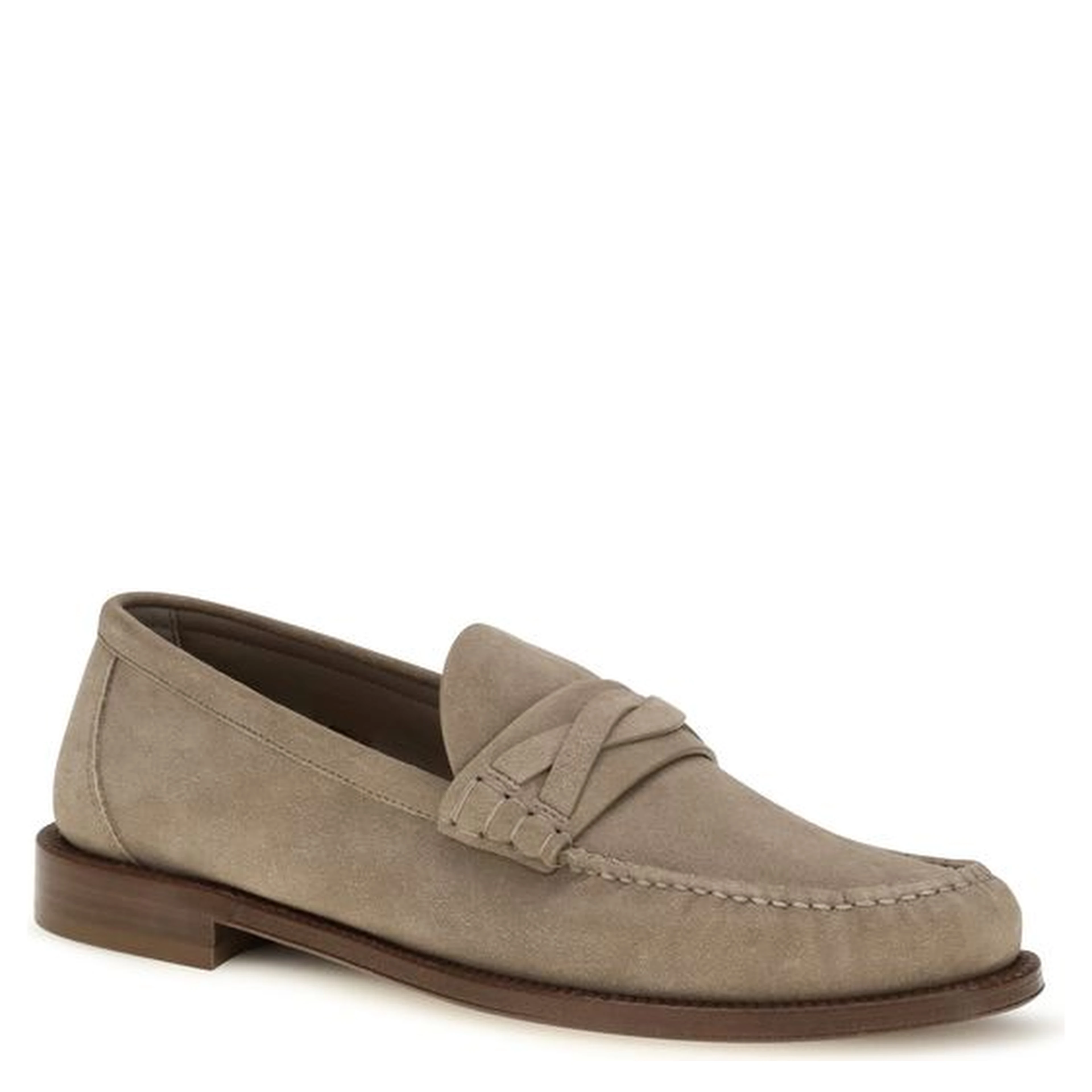 Beige Suede Leather Slip-On Loafers