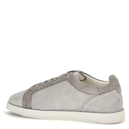 Gray Suede Leather Low Top Sneakers