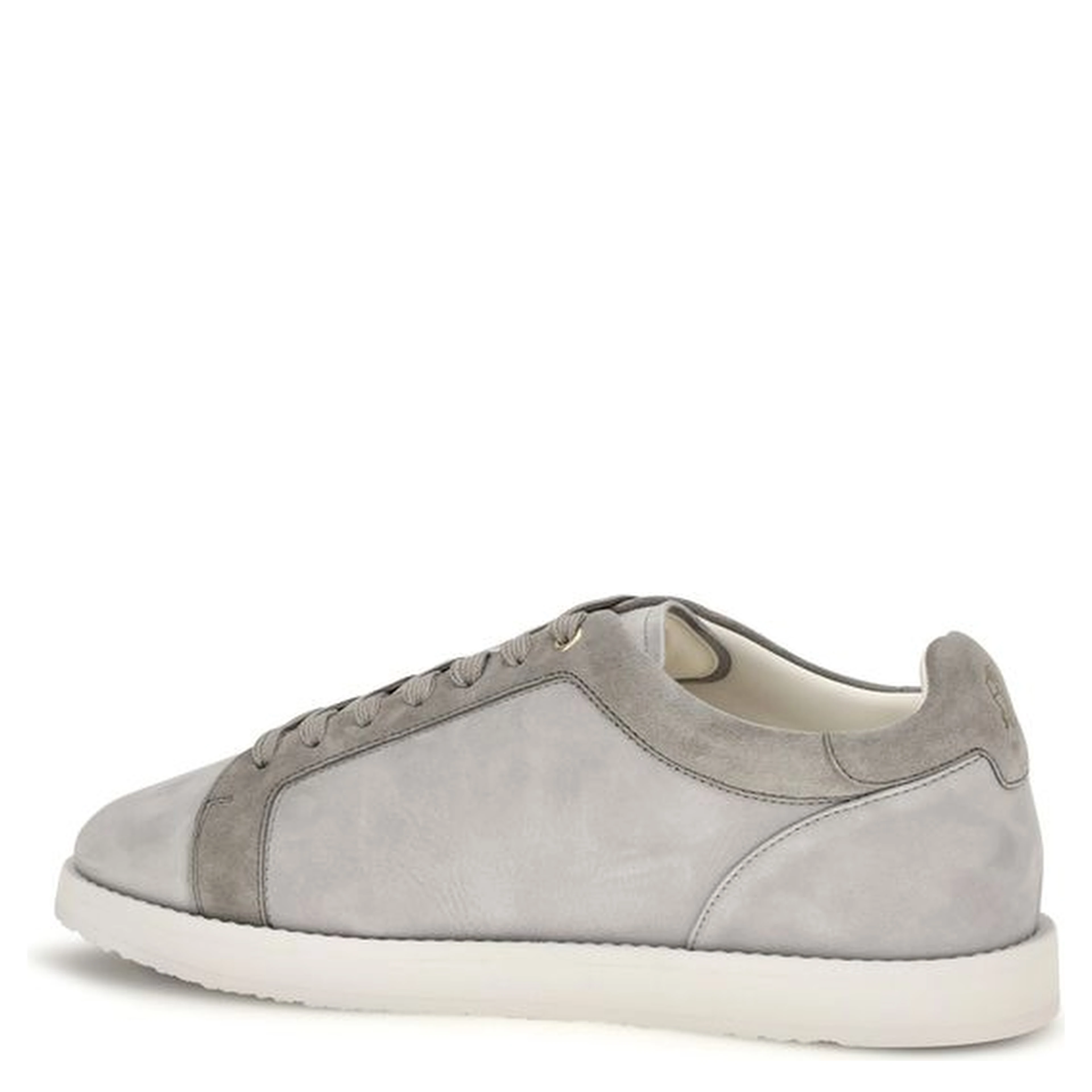 Gray Suede Leather Low Top Sneakers