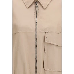 Beige Leather Leather Jacket