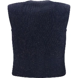 Blue Cashmere Sleeveles Sweater