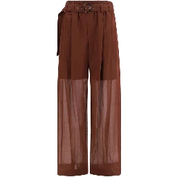 Brown Cotton Casual Pants