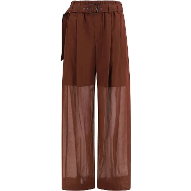 Brown Cotton Casual Pants