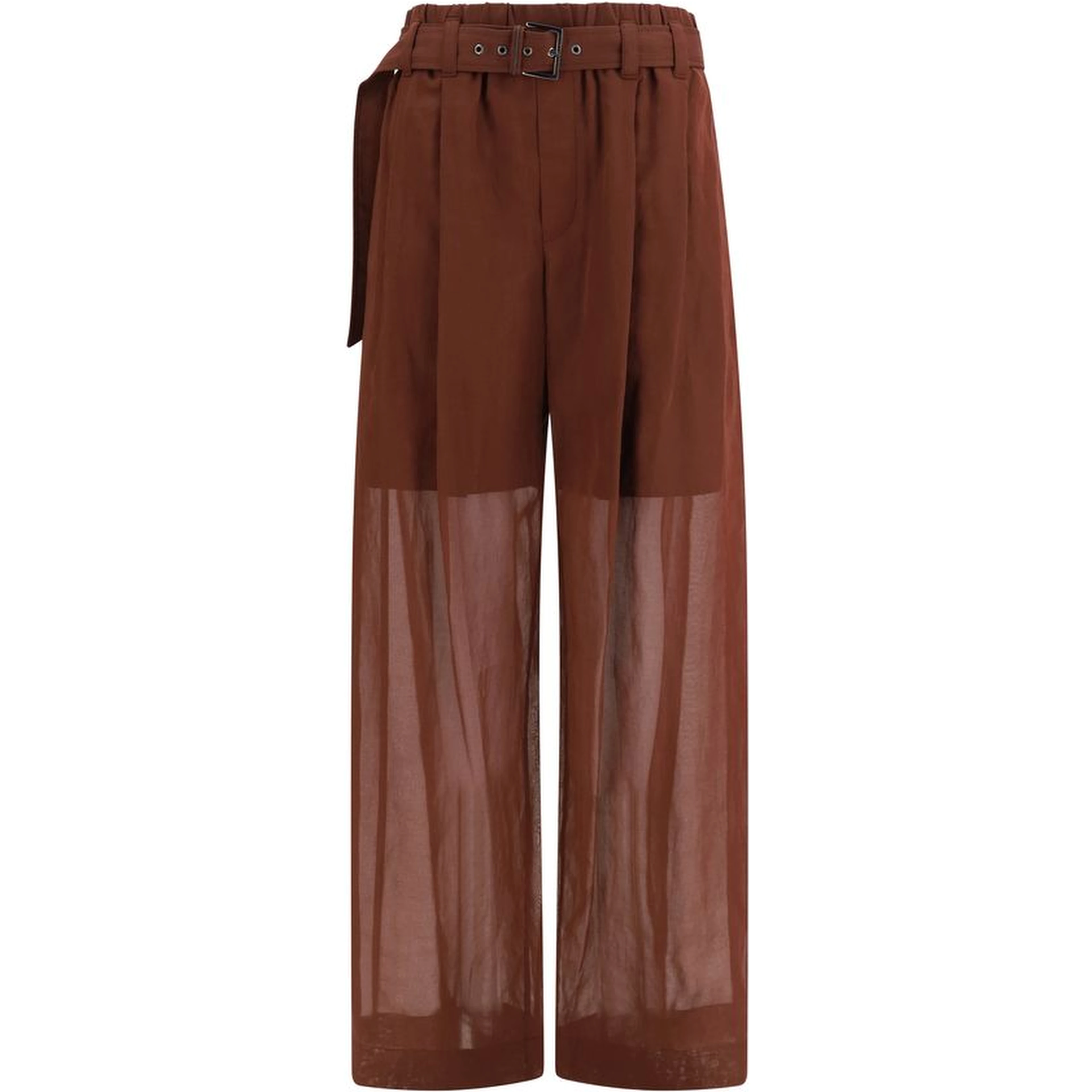 Brown Cotton Casual Pants