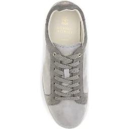 Gray Suede Leather Low Top Sneakers