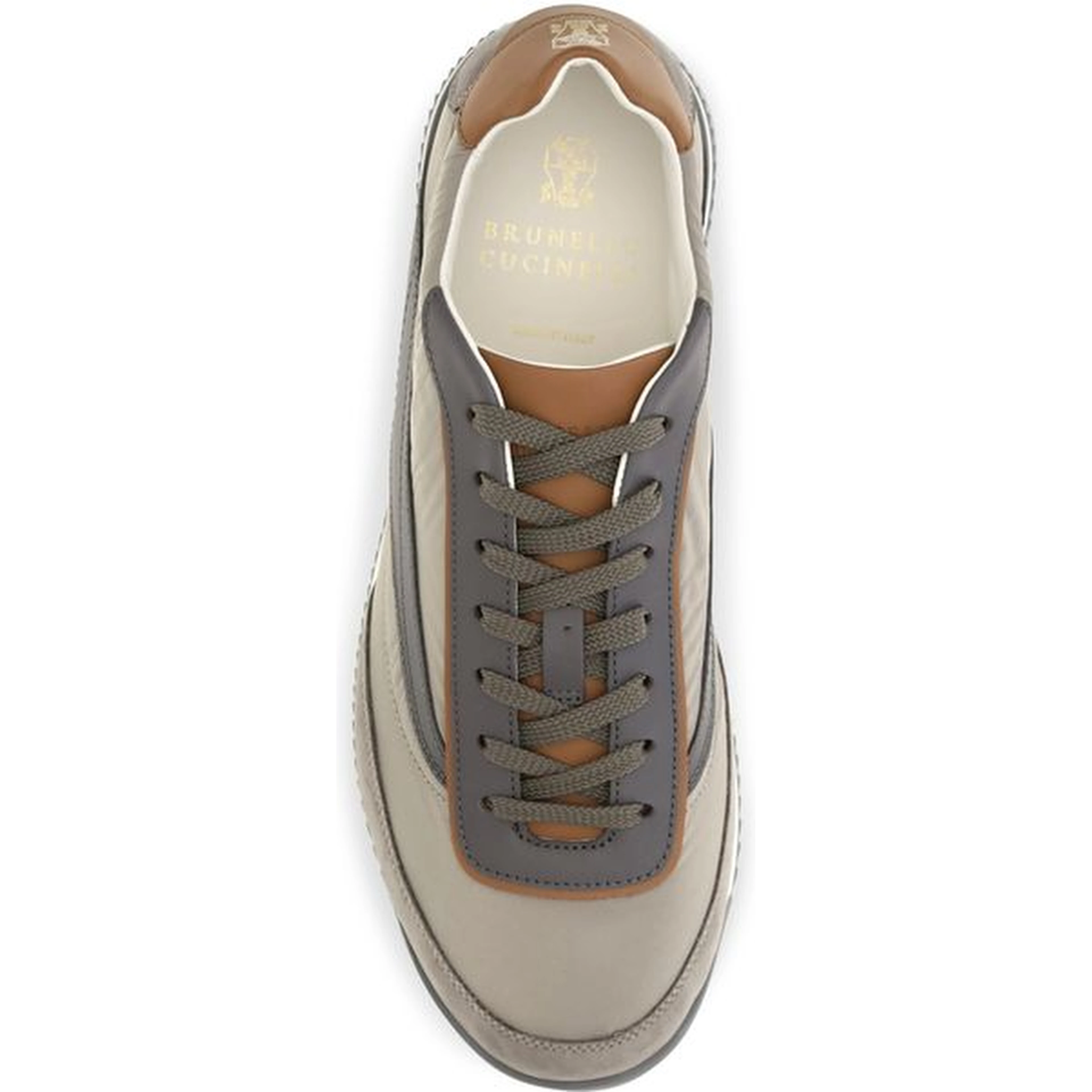 Beige Suede Leather Low Top Sneakers