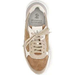 Beige Calf Leather Bos Taurus Low Top Sneakers
