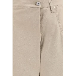 Beige Cotton Casual Pants