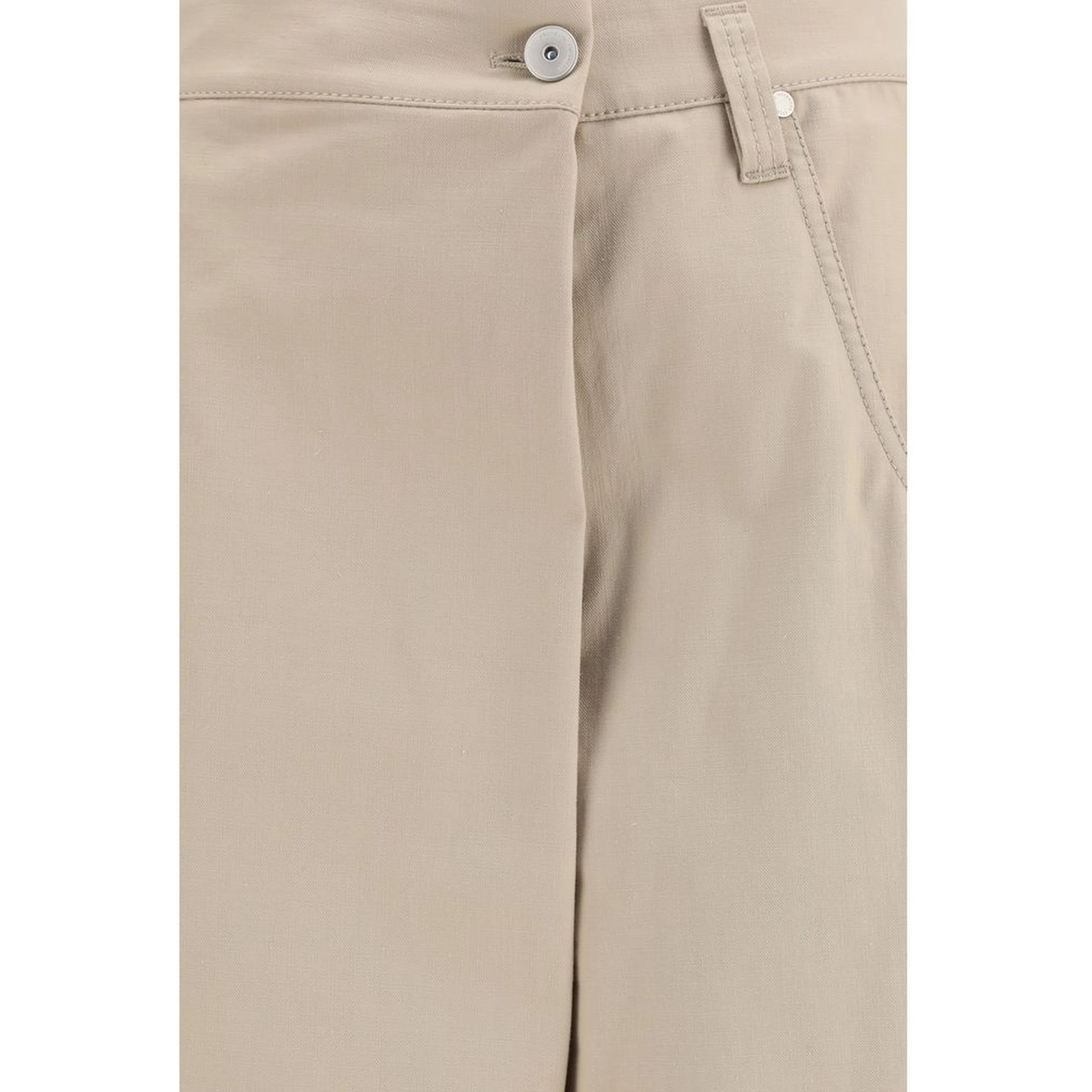 Beige Cotton Casual Pants
