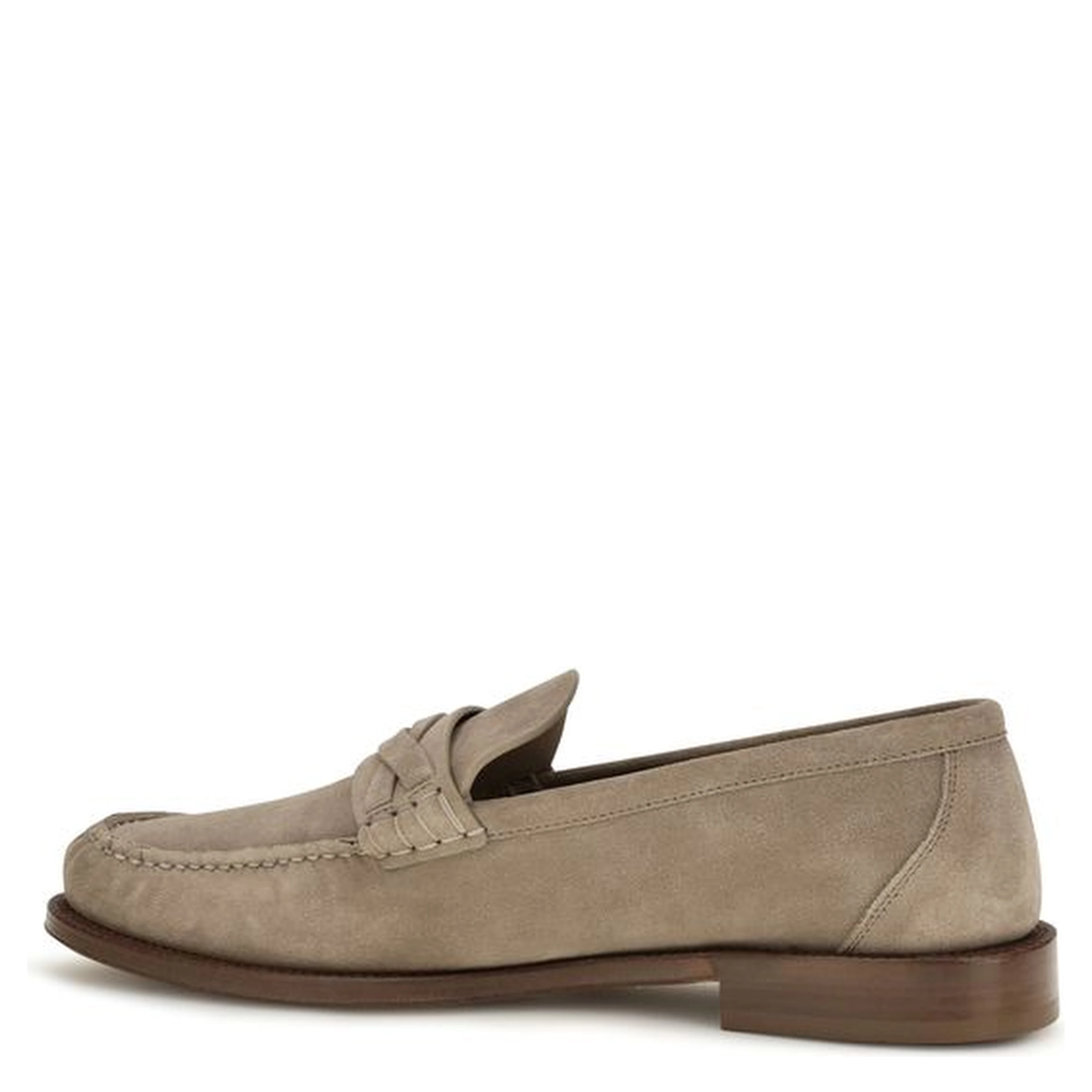 Beige Suede Leather Slip-On Loafers