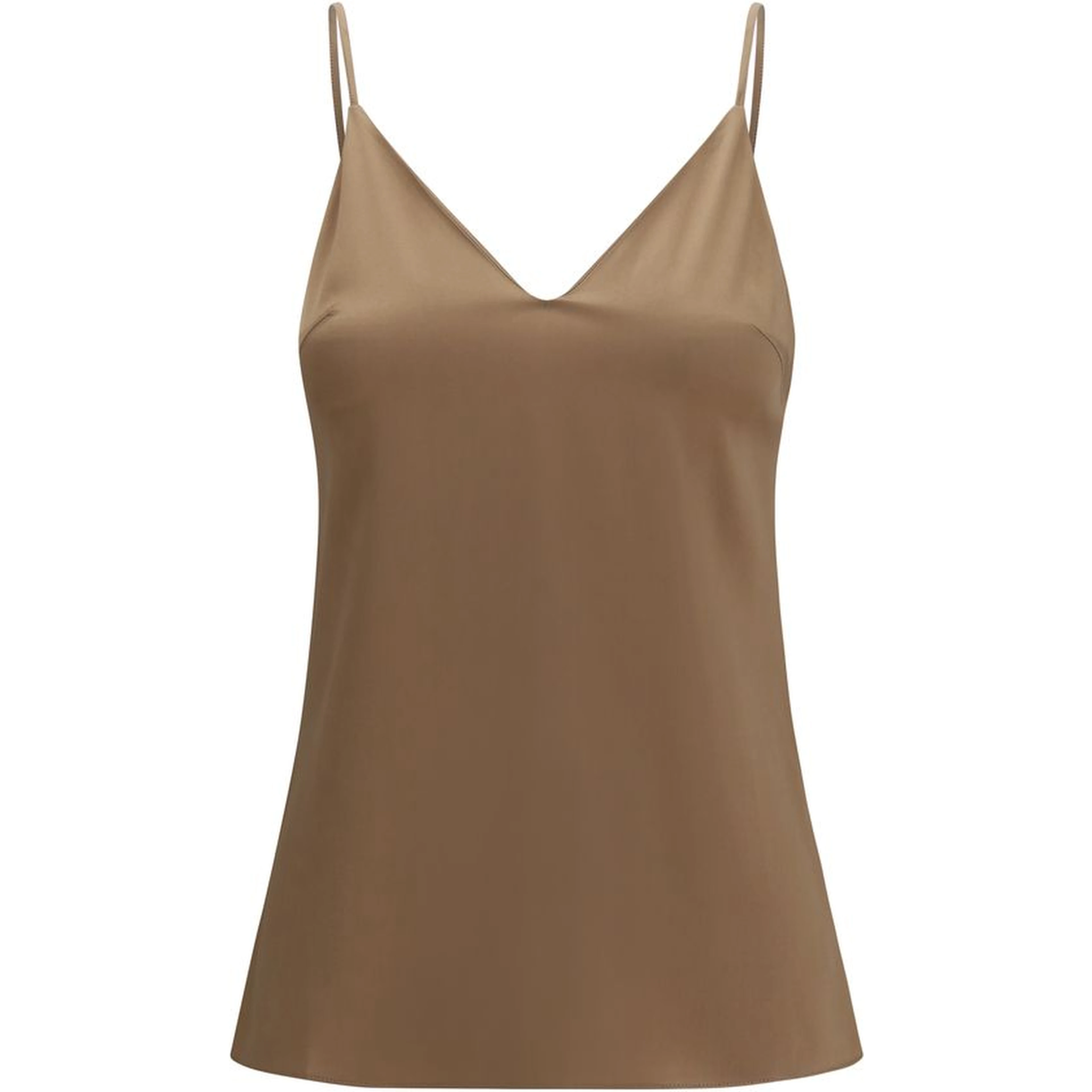 Brown Silk Sleeveles T-Shirt
