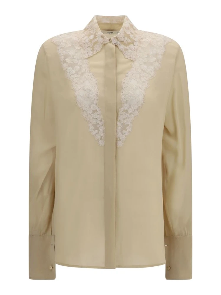 Beige Silk Dress Shirt