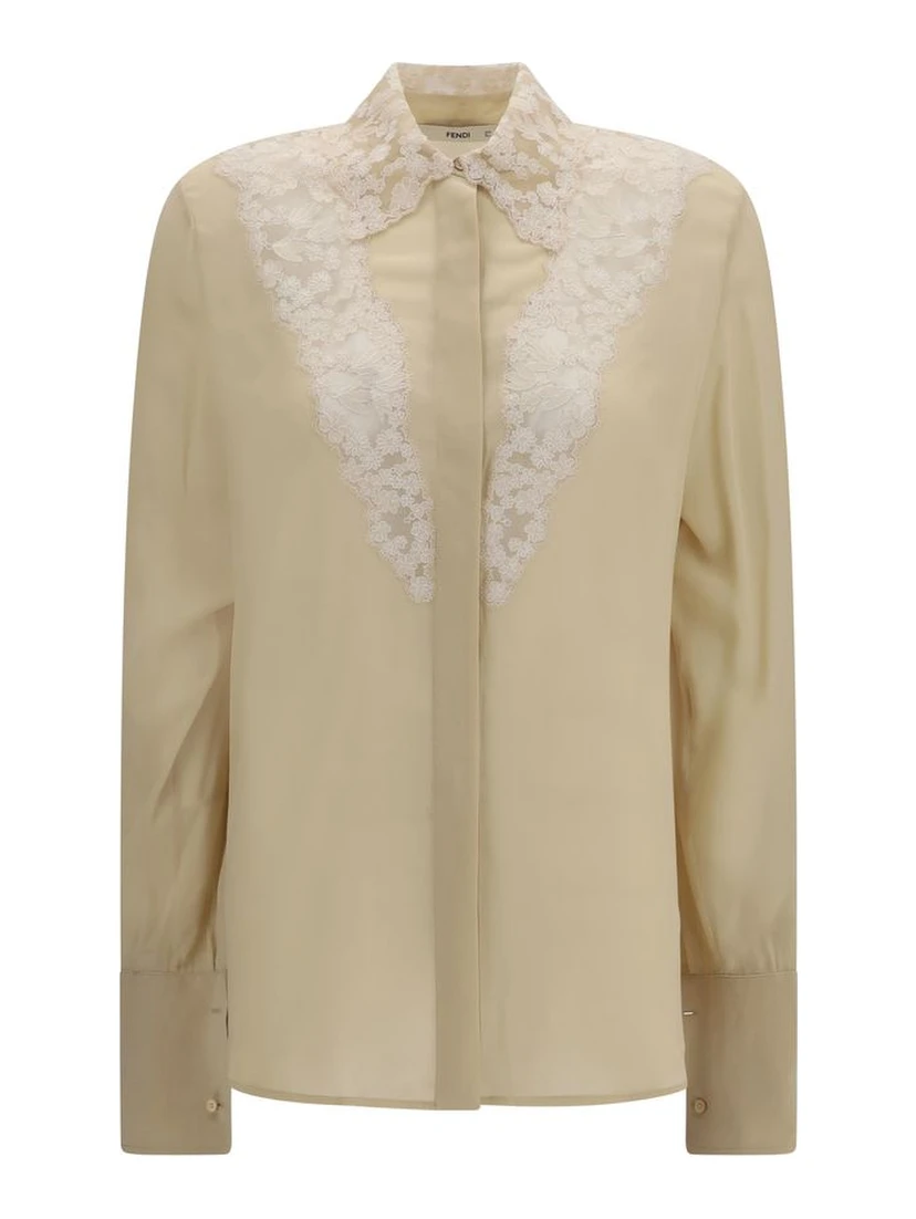 Beige Silk Dress Shirt