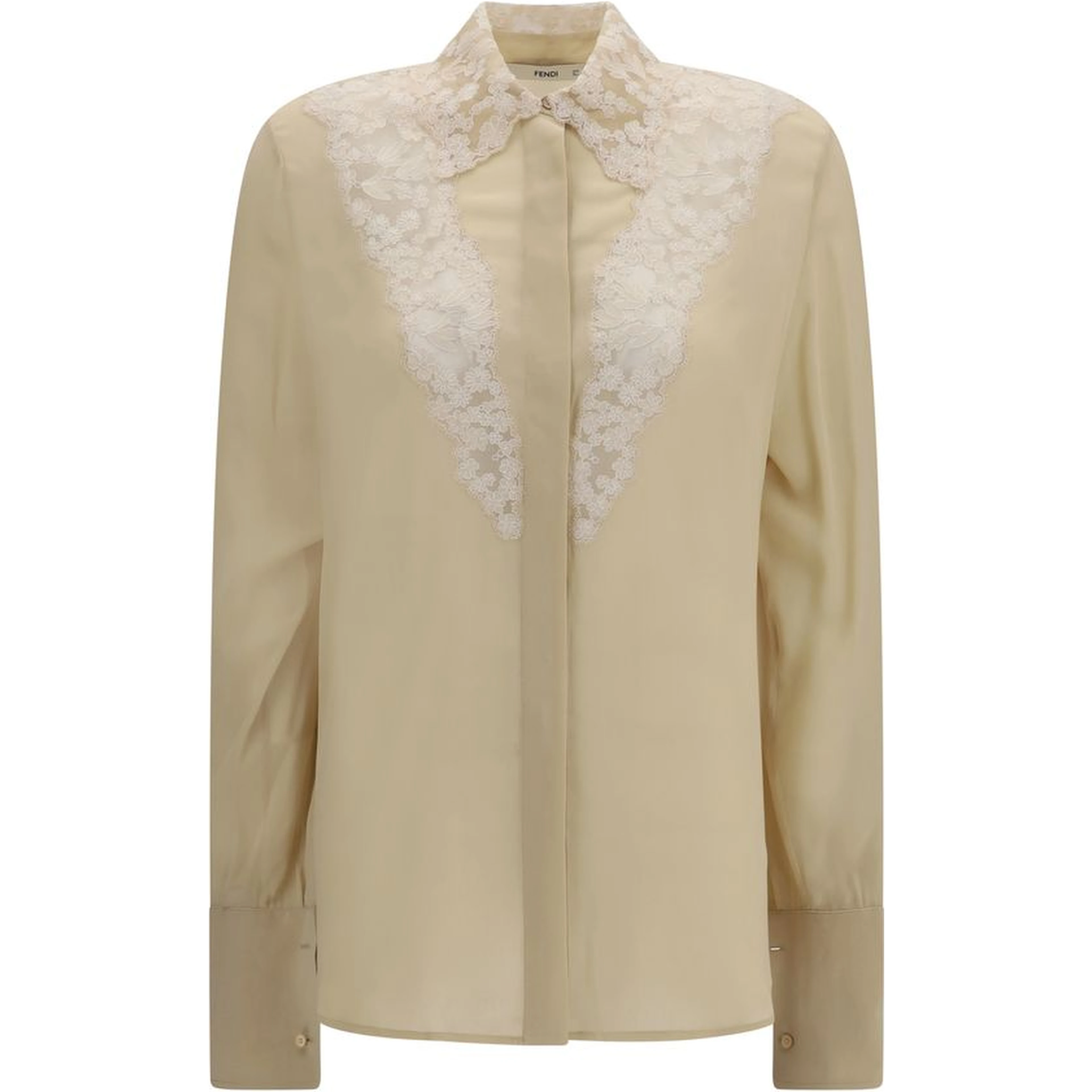 Beige Silk Dress Shirt