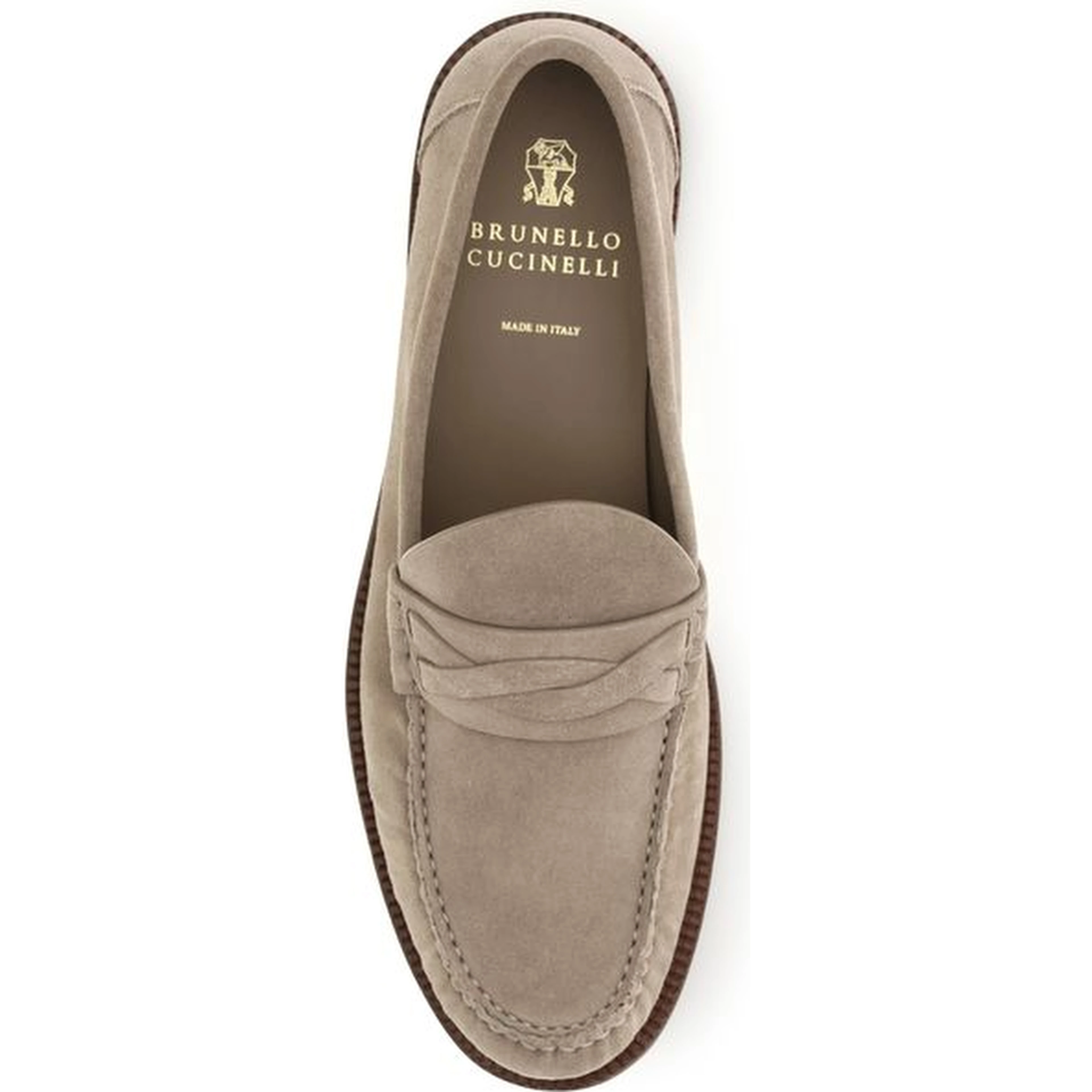 Beige Suede Leather Slip-On Loafers