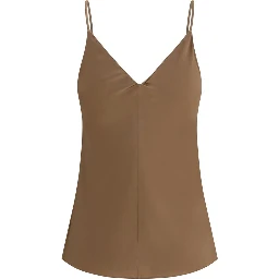 Brown Silk Sleeveles T-Shirt
