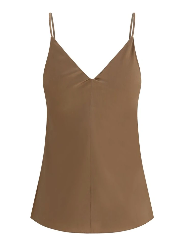 Brown Silk Sleeveles T-Shirt alternative