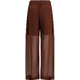 Brown Cotton Casual Pants