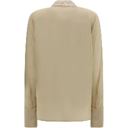 Beige Silk Dress Shirt