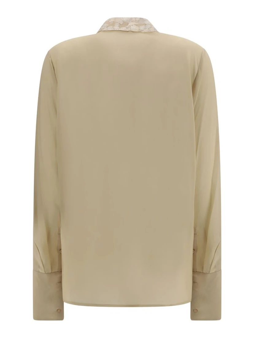 Beige Silk Dress Shirt