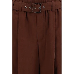 Brown Cotton Casual Pants