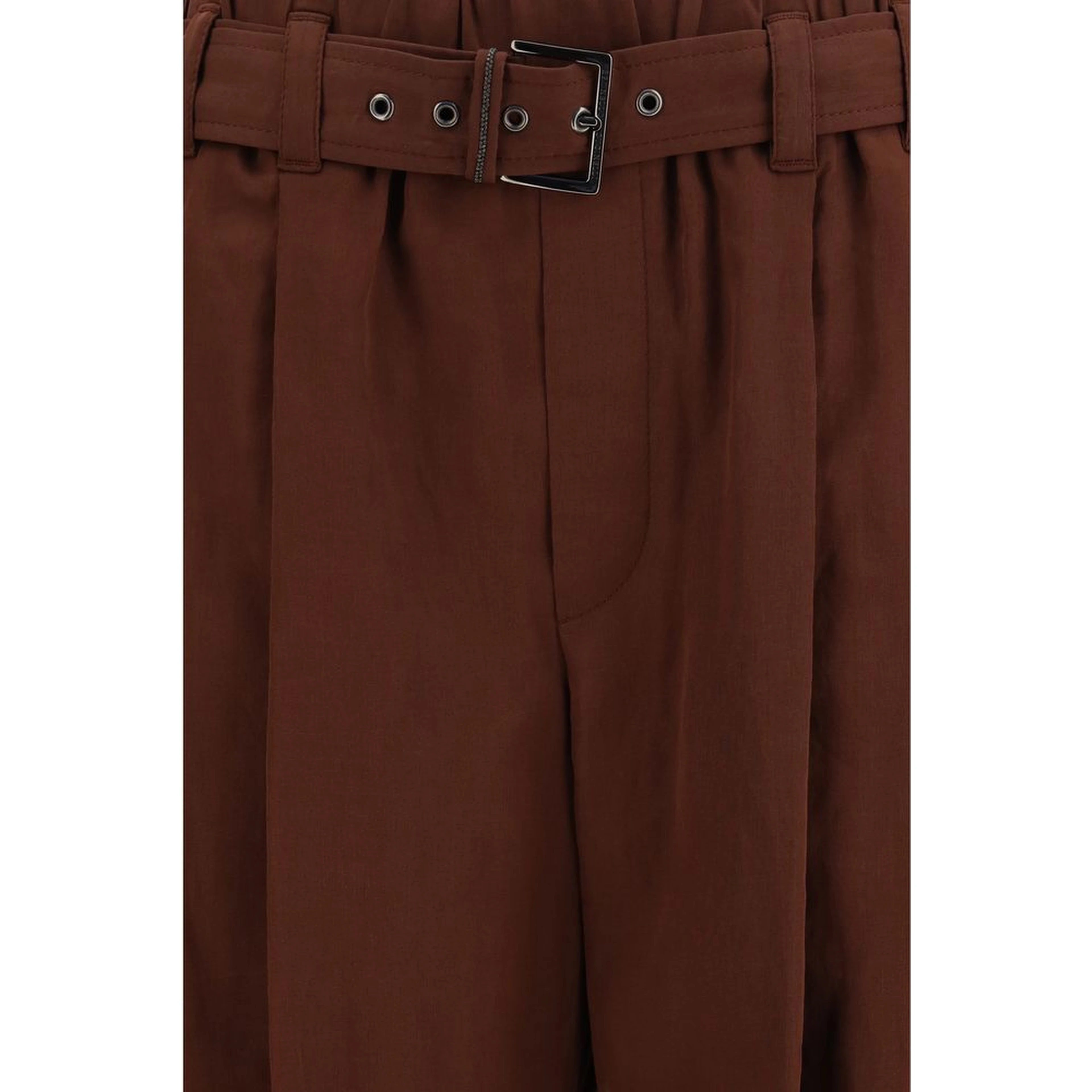 Brown Cotton Casual Pants