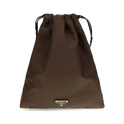 Brown Polyamide Clutch Bag