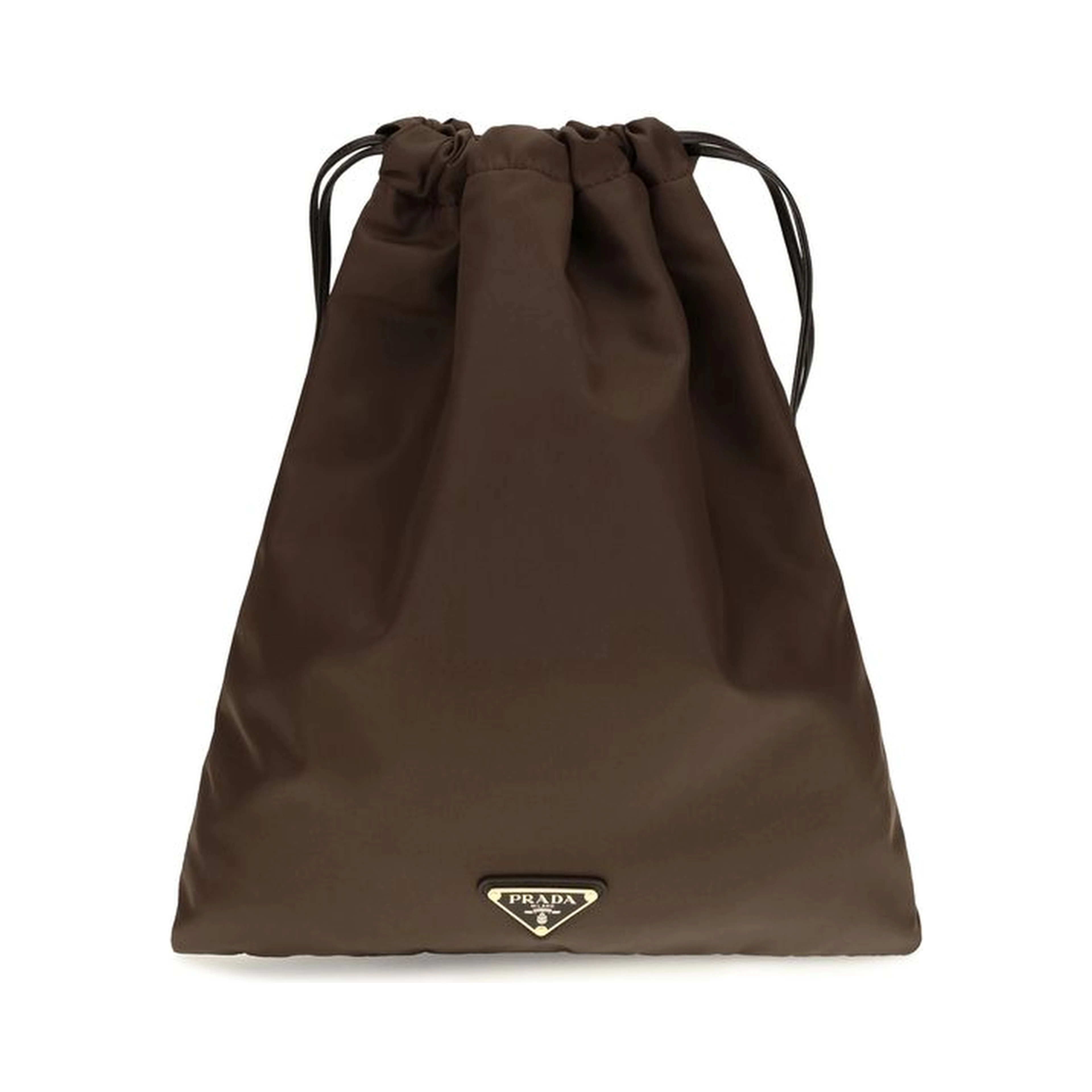 Brown Polyamide Clutch Bag
