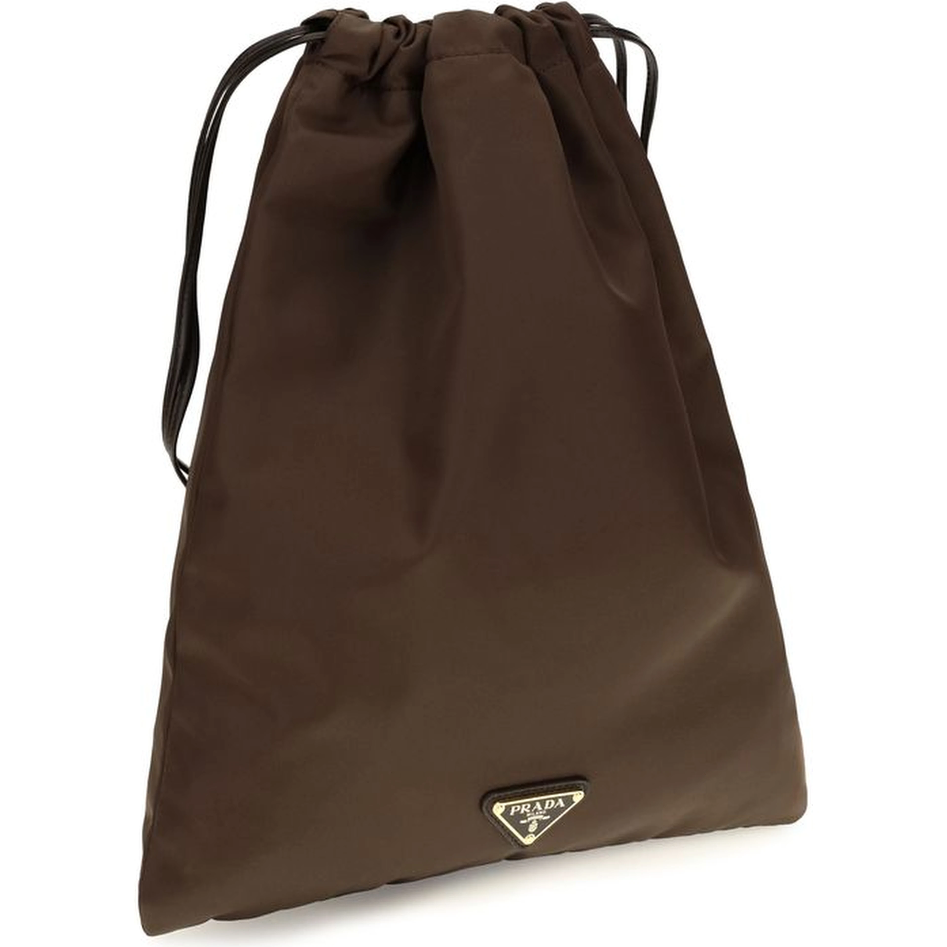 Brown Polyamide Clutch Bag