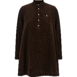 Brown Cotton Short Dress