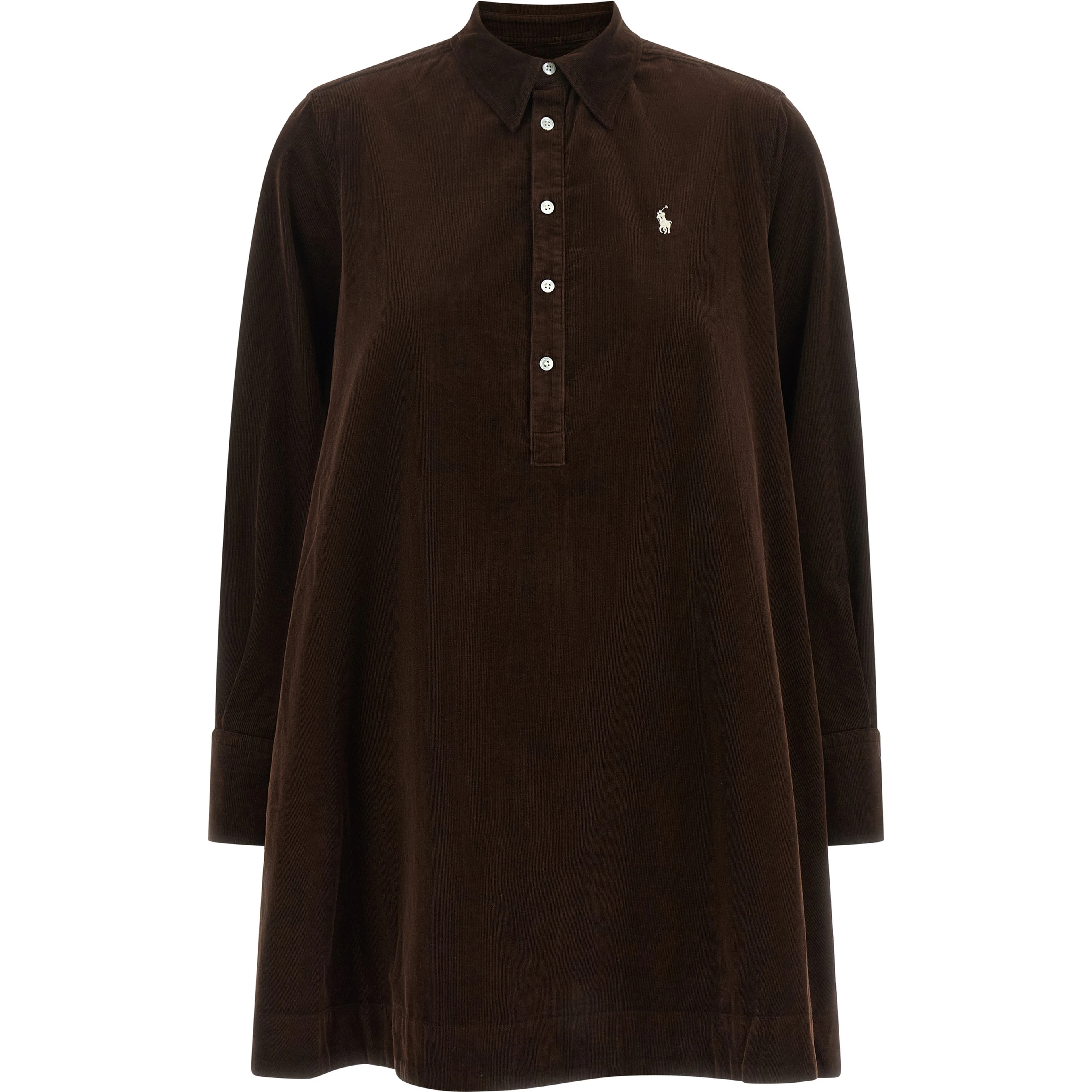 Brown Cotton Short Dress