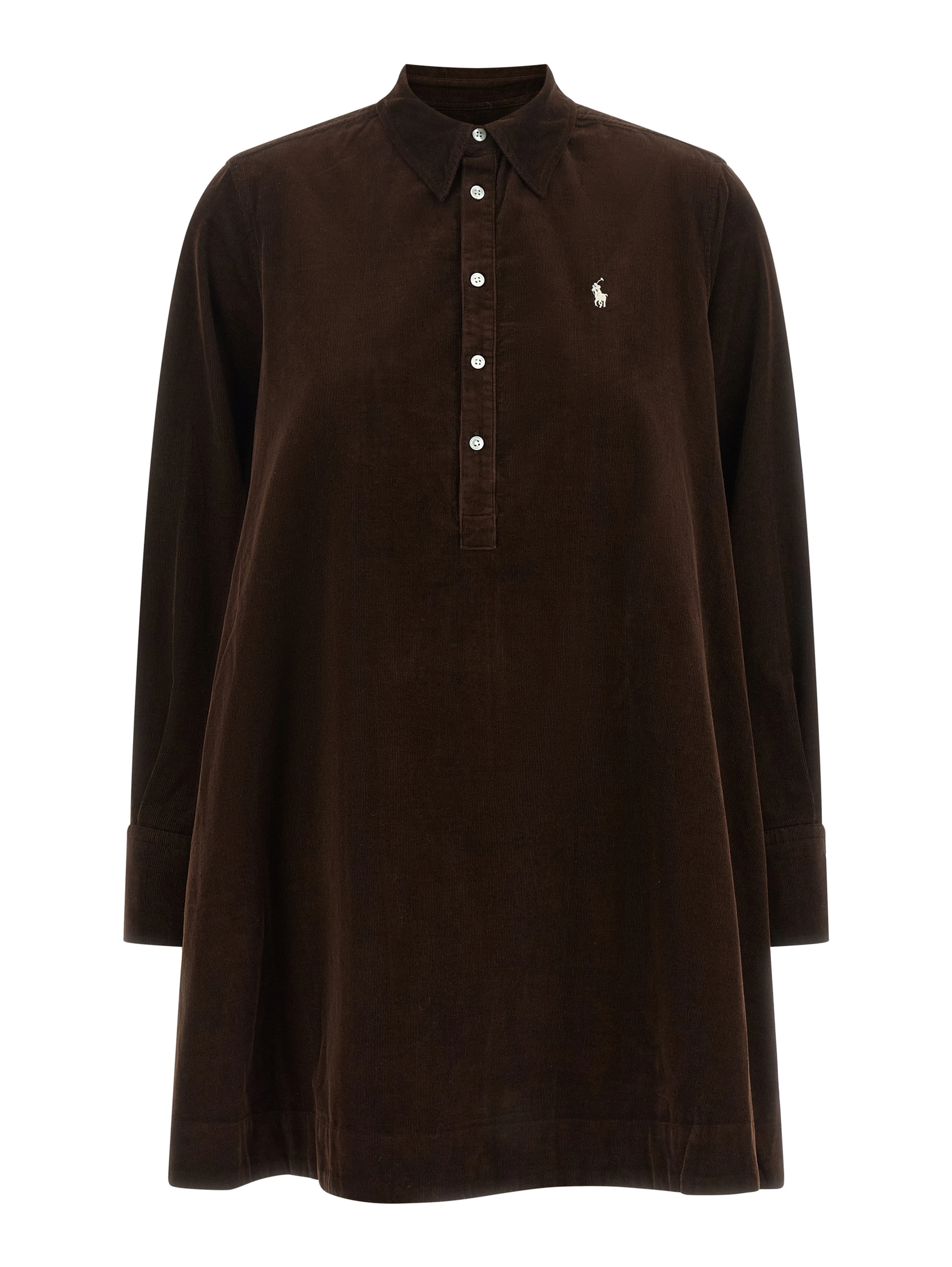 Brown Cotton Short Dress