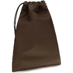 Brown Polyamide Clutch Bag