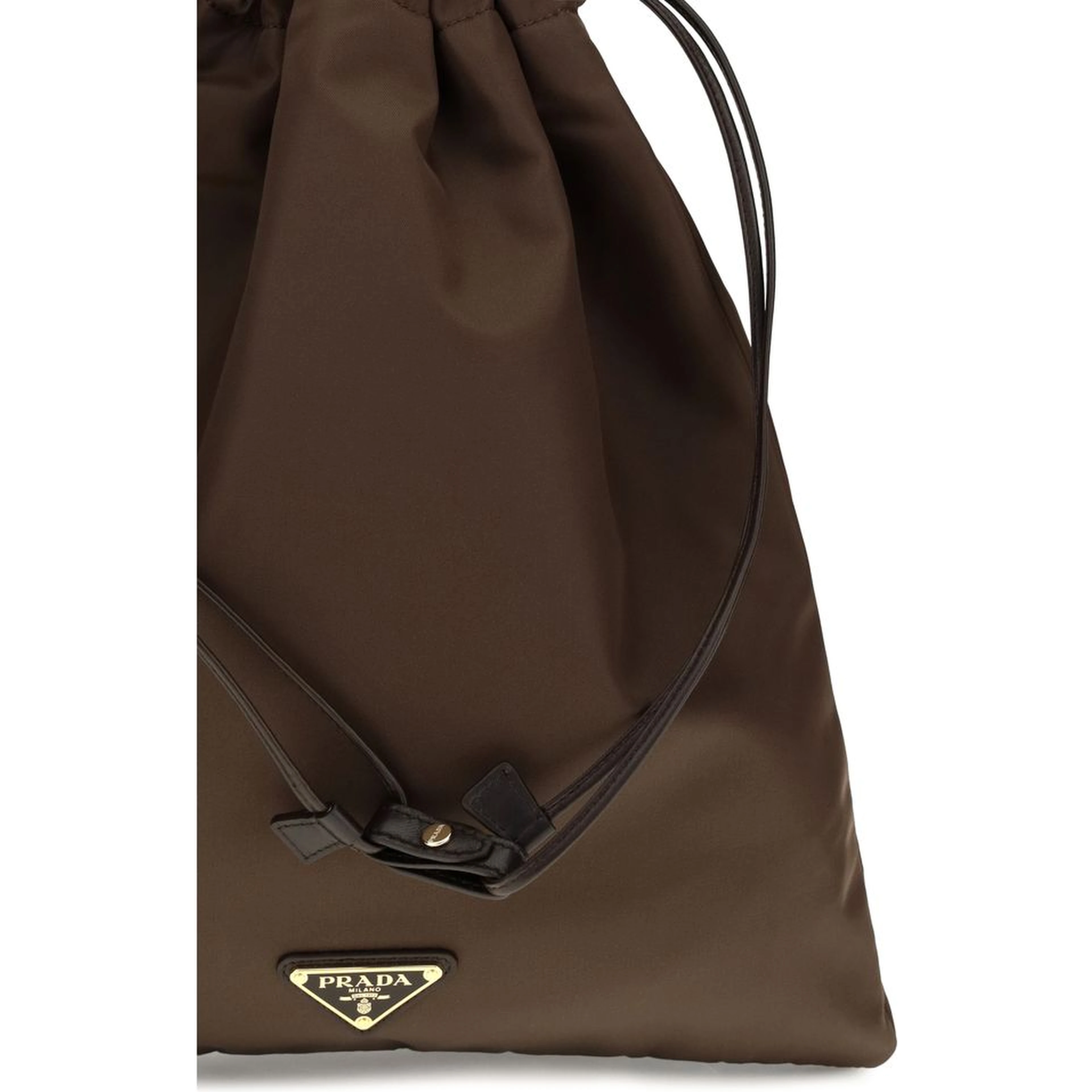 Brown Polyamide Clutch Bag
