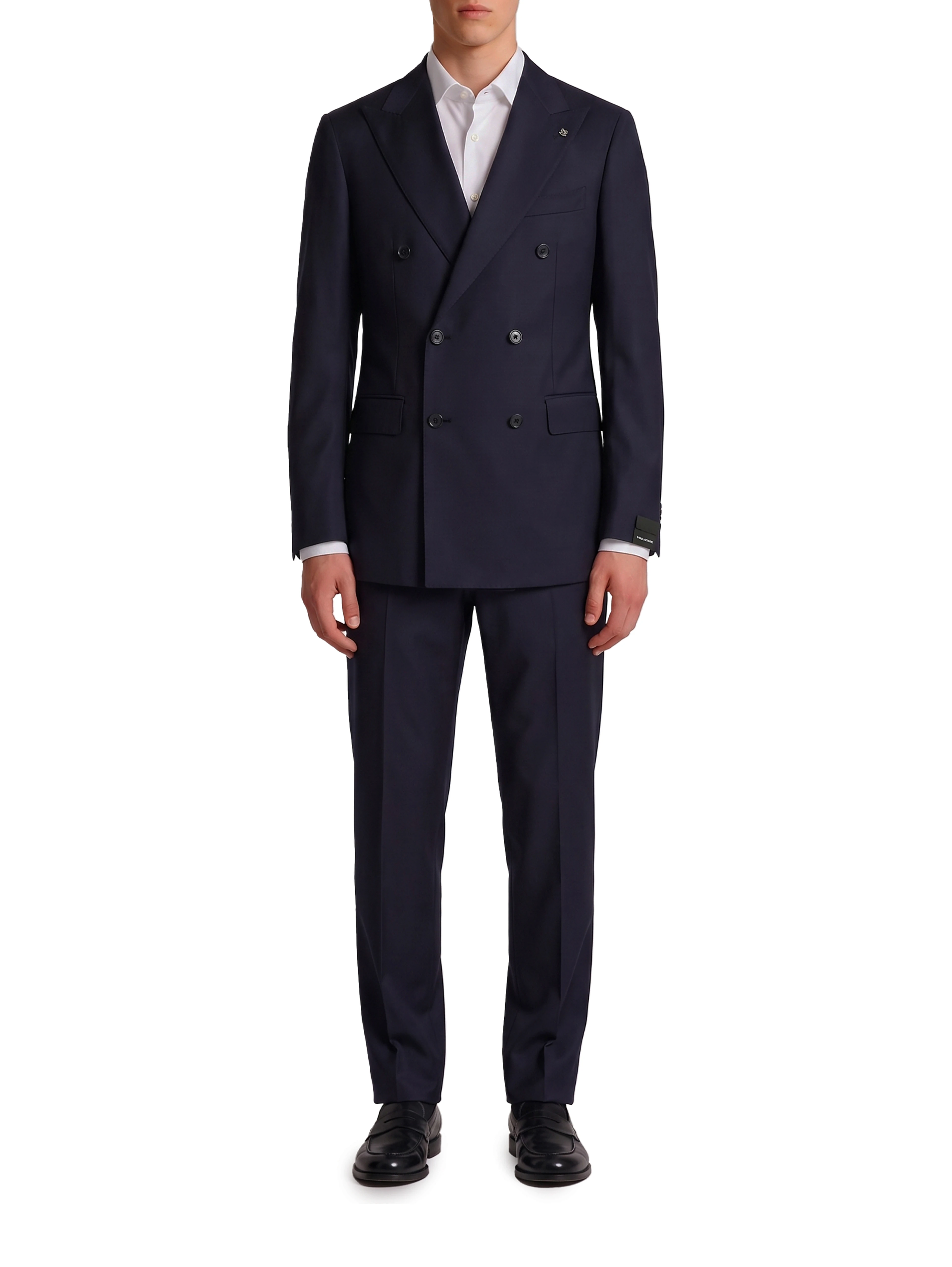 Blue virgin wool double-breasted Vesuvio suit