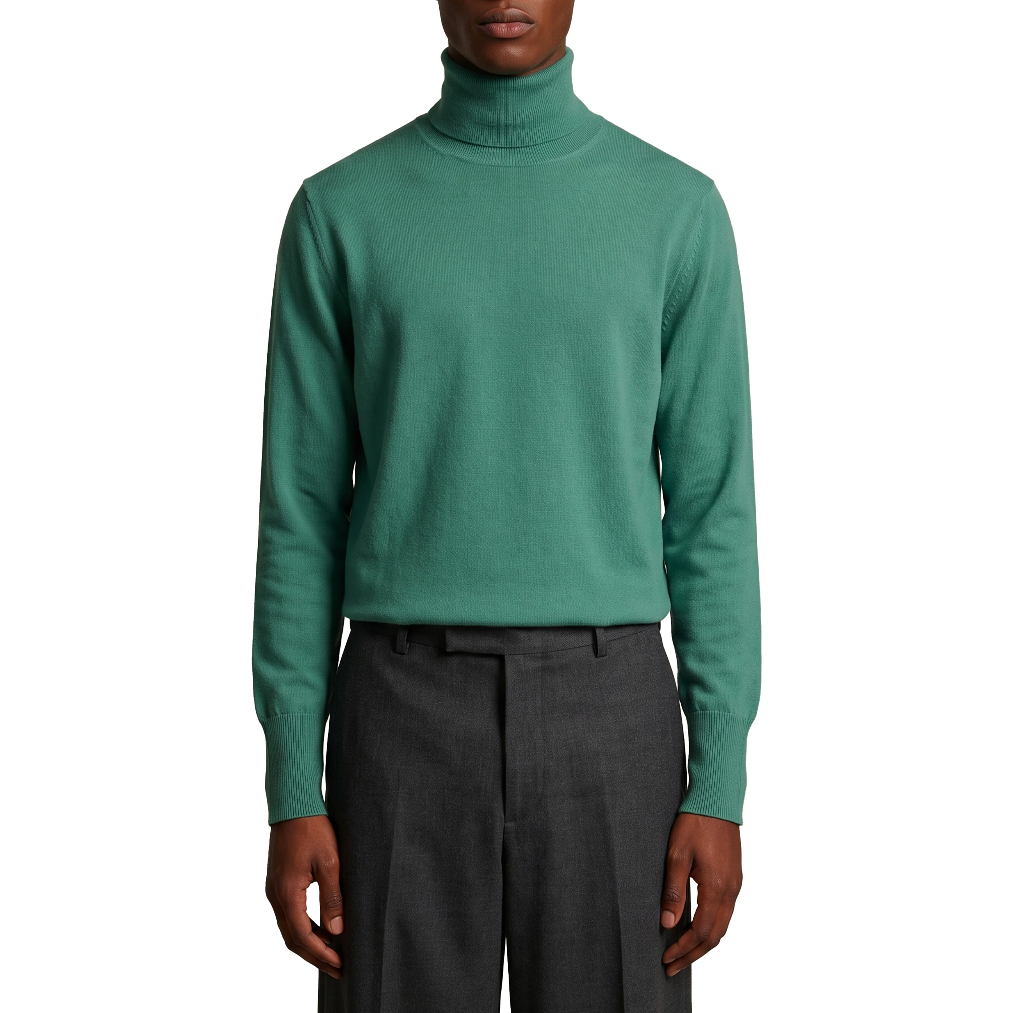 Zephir green cashmere turtleneck