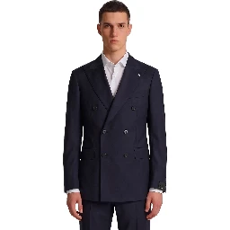 Blue virgin wool double-breasted Vesuvio suit