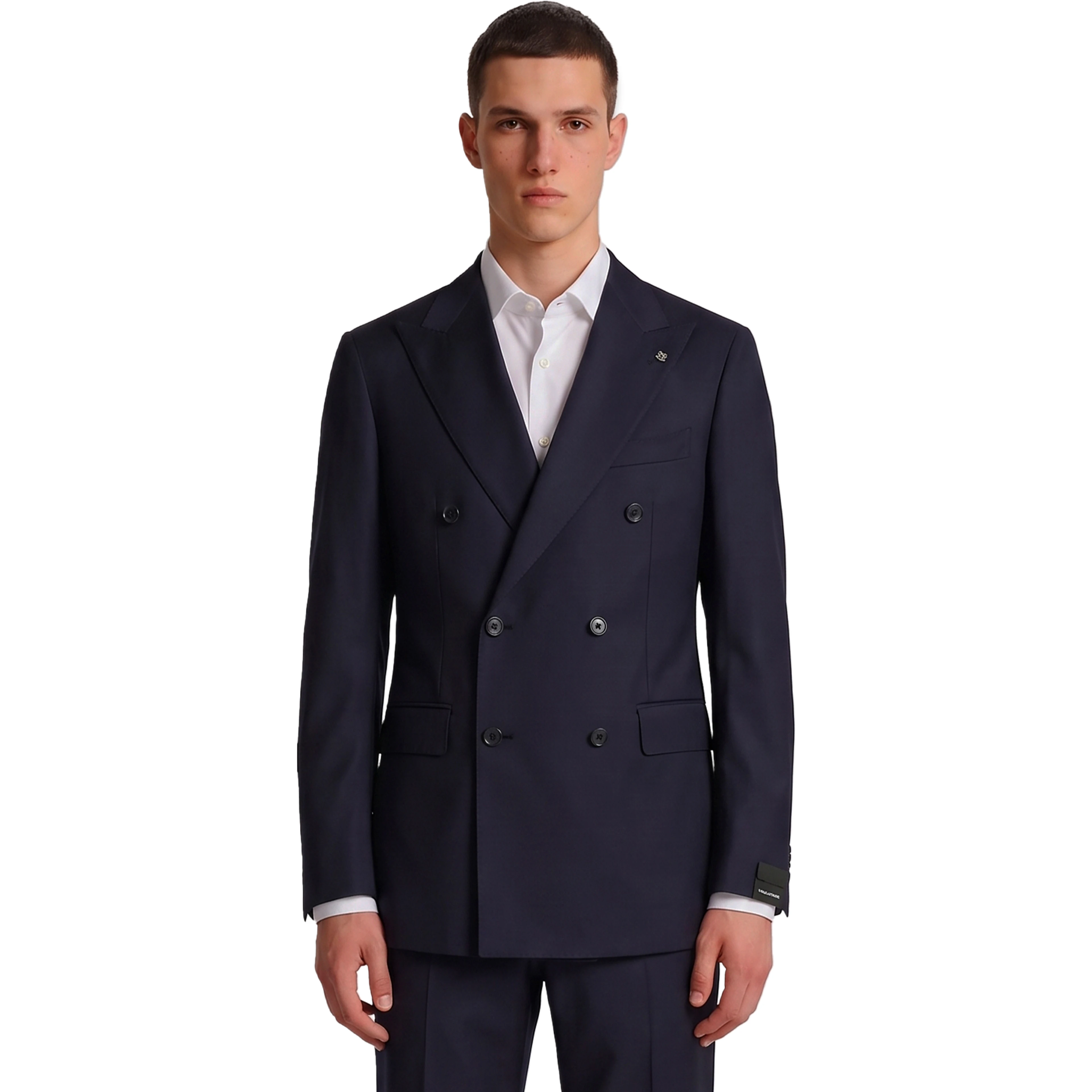 Blue virgin wool double-breasted Vesuvio suit