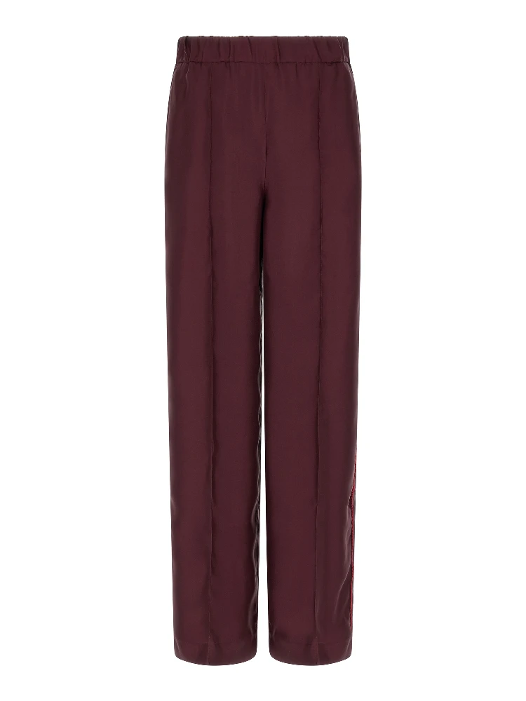 Bordeaux Silk Casual Pants