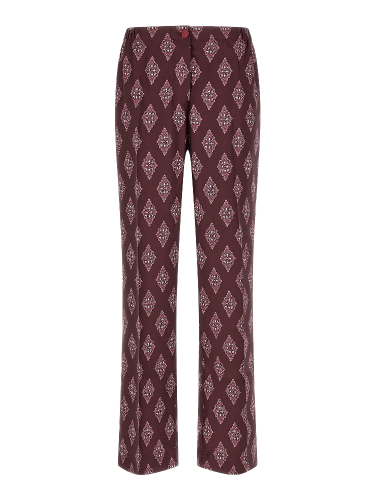 Multicolor Silk Casual Pants