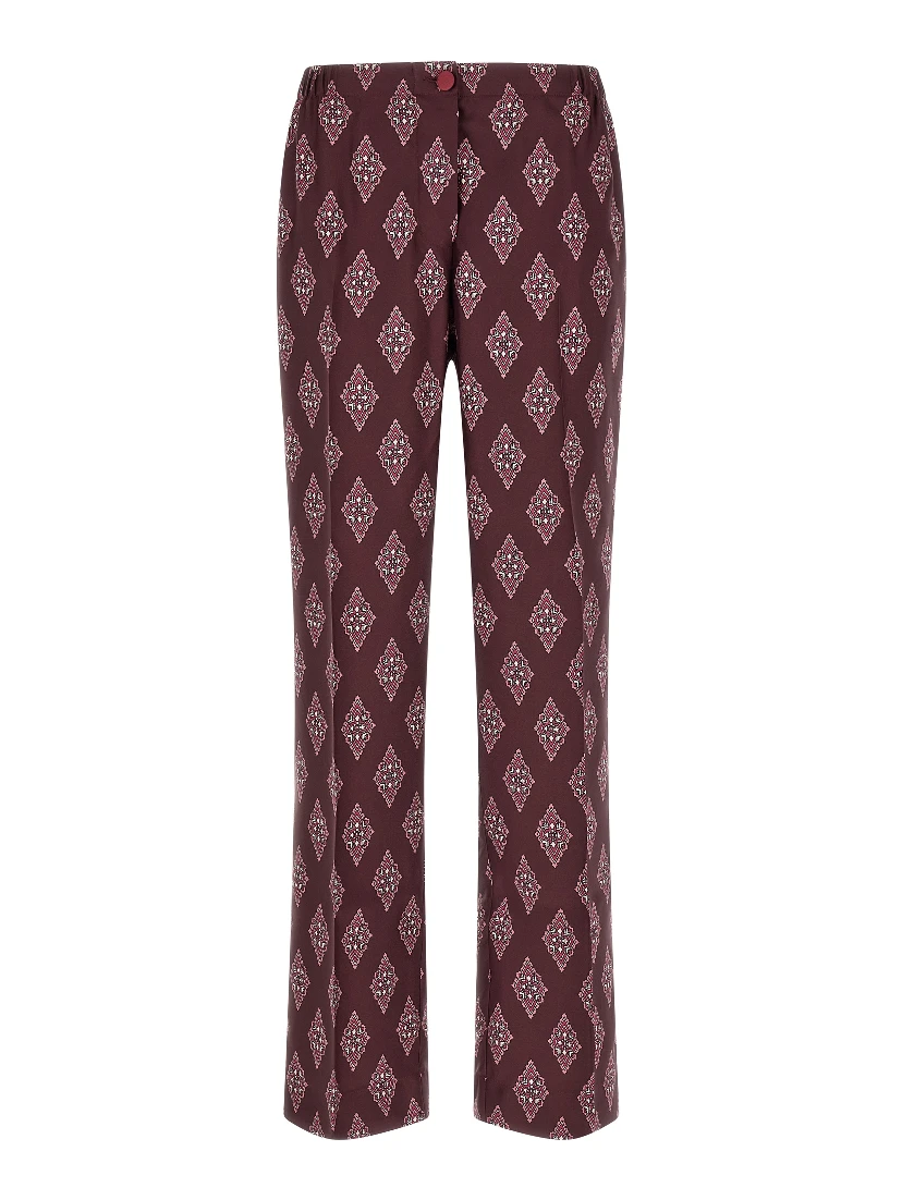 Multicolor Silk Casual Pants