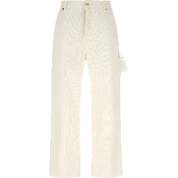 White Cotton Casual Pants