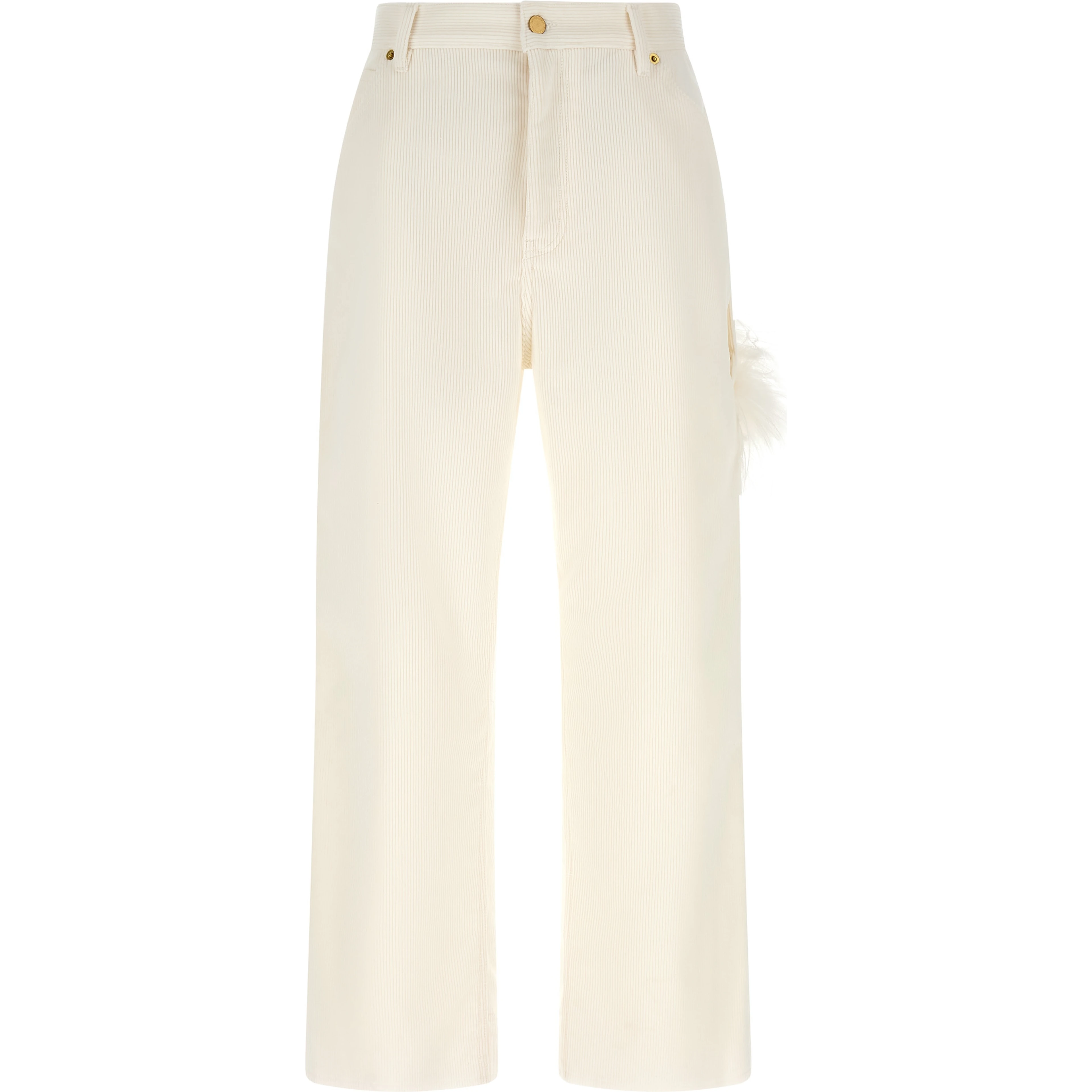 White Cotton Casual Pants