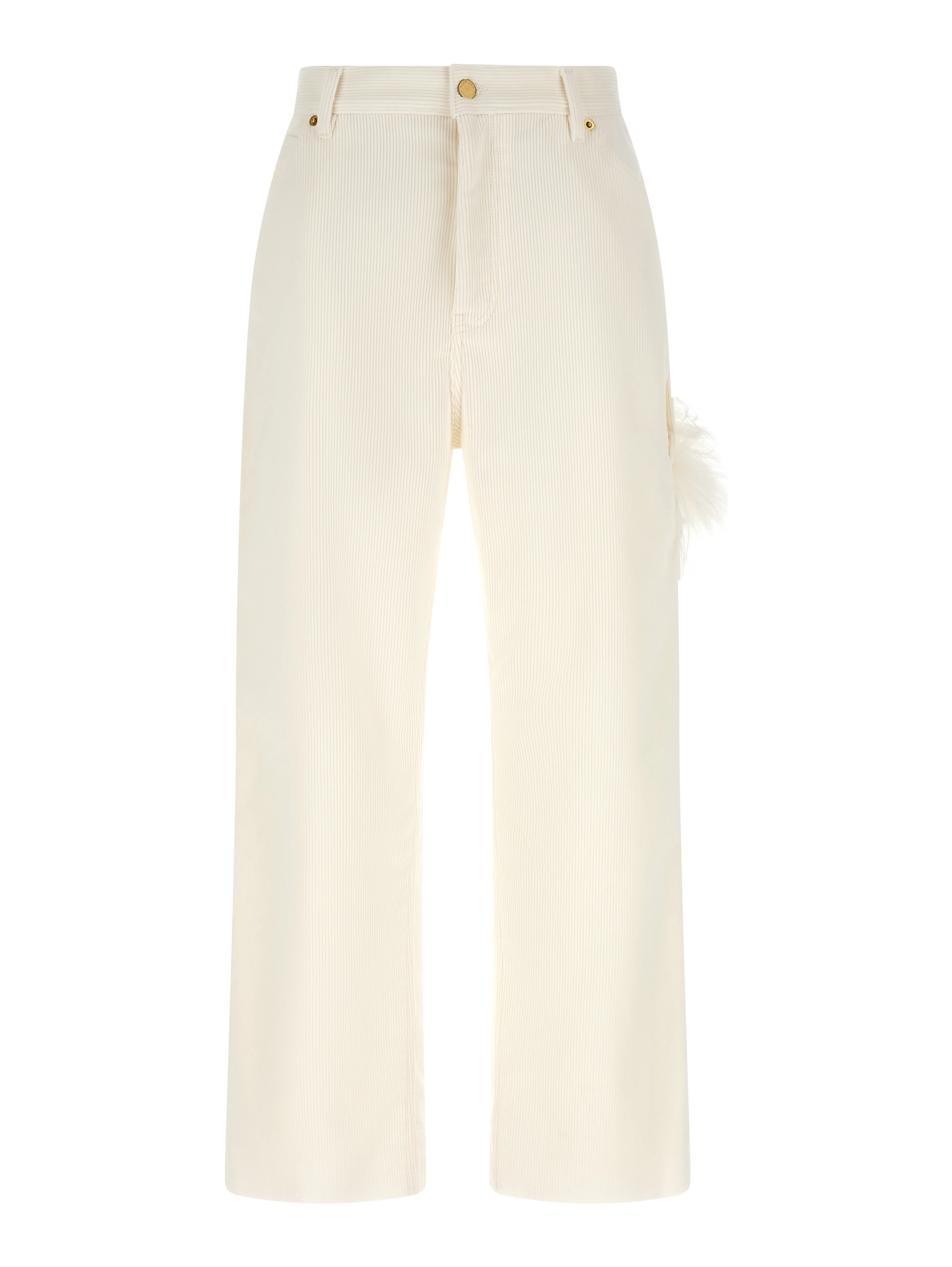 White Cotton Casual Pants