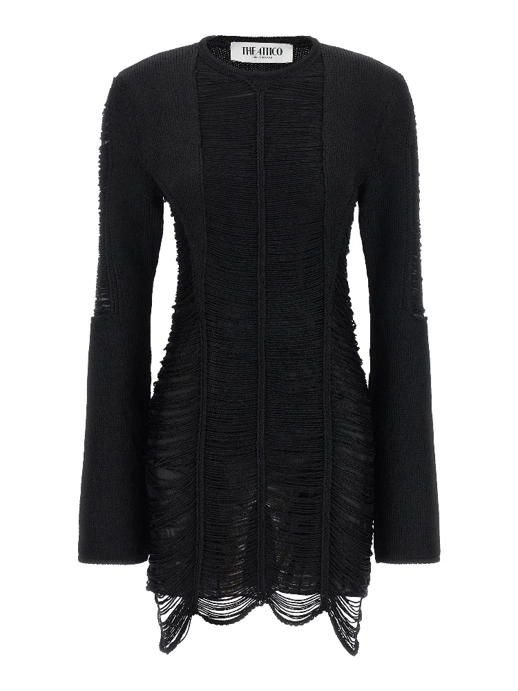 Black Viscose Short Dress