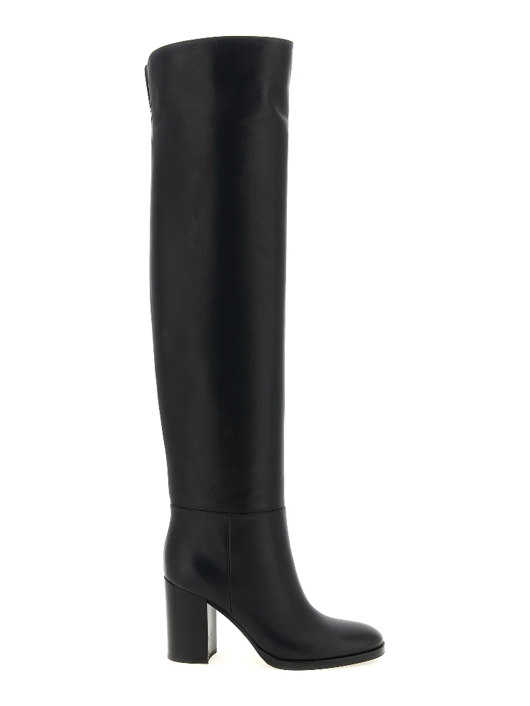 Black Calfskin Over The Knee