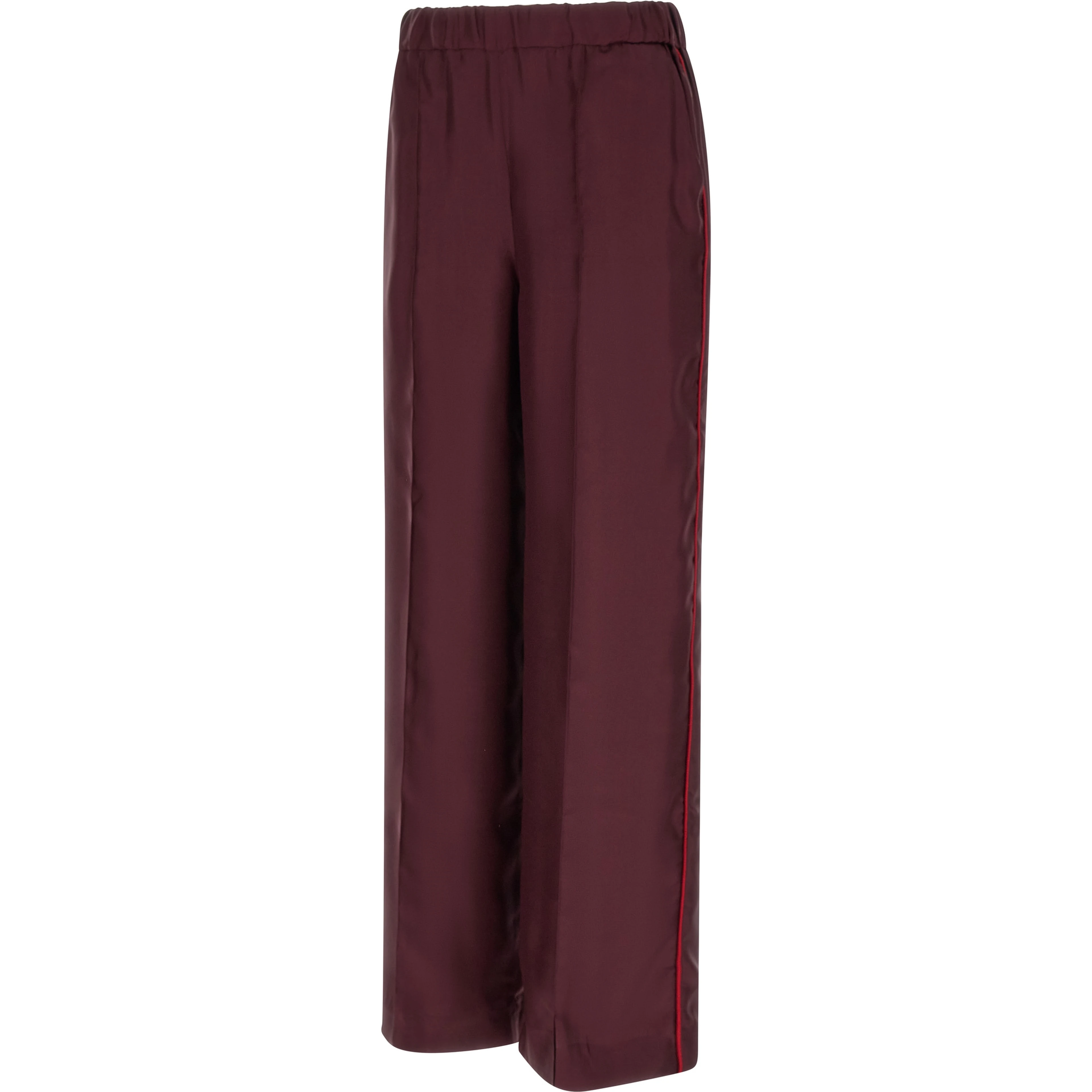 Bordeaux Silk Casual Pants