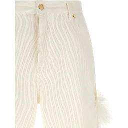 White Cotton Casual Pants